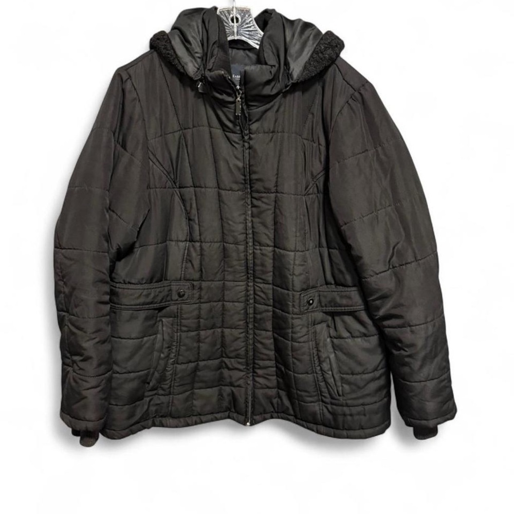 Faded Glory Black Quilted Hooded Jacket women’s size 2x